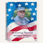 メモリアル軍隊葬儀案内US国旗 ノートブック (正面)