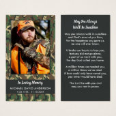 メモリアル迷彩柄写真悔やみや弔慰葬儀祈りの言葉カード (正面&裏面)