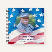メモリアル退役軍人写真USA国旗の葬儀ゲストブック ノートブック (正面)