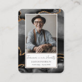 メモリアル黒金ゴールド石写真葬儀記念 名刺 (正面)