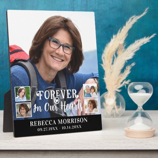 メモリアル５ フォト モダン カリグラフィー スクリプト ハート フォトプラーク (側面)