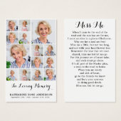 メモリアル14フォトコラージュ葬儀祈りの言葉カード (正面&裏面)