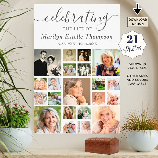 メモリアル21フォトコラージュミニマルスクリプトポスター ポスター