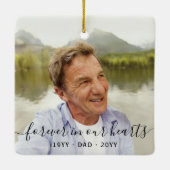 メモリアル2 フォト シンプル ブラック スクリプト セラミックオーナメント (裏面)