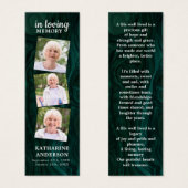 メモリアル3フォトグリーン葬儀祈りの言葉ブックマーク (正面&裏面)