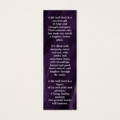 メモリアル3フォトパープル葬儀祈りの言葉ブックマーク (裏面)