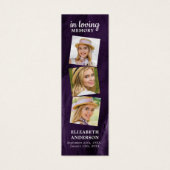 メモリアル3フォトパープル葬儀祈りの言葉ブックマーク (正面)