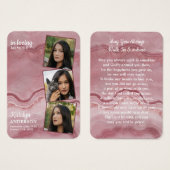 メモリアル3フォトピンク大理石葬式祈りの言葉カード (正面&裏面)