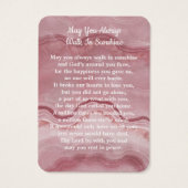 メモリアル3フォトピンク大理石葬式祈りの言葉カード (裏面)