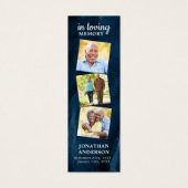 メモリアル3フォトブルー葬儀祈りの言葉ブックマーク (正面)