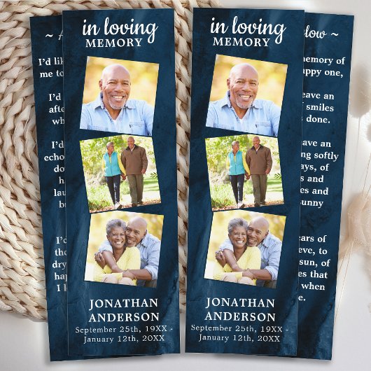 メモリアル3フォトブルー葬儀祈りの言葉2しおり