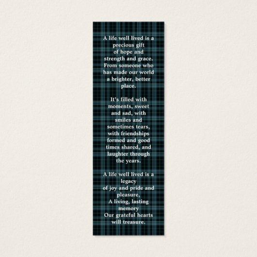 メモリアル3フォトプレイド葬儀祈りの言葉ブックマーク (裏面)