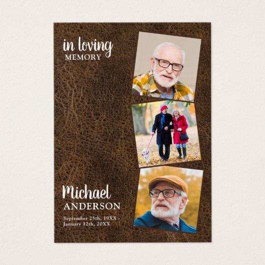 メモリアル3フォトレザー葬儀祈りの言葉カード (正面)