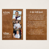 メモリアル3フォトレザー葬儀祈りの言葉カード (正面&裏面)