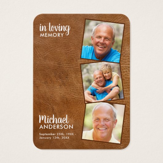 メモリアル3フォト悔やみや弔慰葬儀祈りの言葉カード (正面)