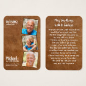 メモリアル3フォト悔やみや弔慰葬儀祈りの言葉カード (正面&裏面)