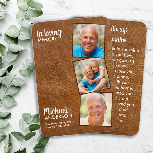 メモリアル3フォト悔やみや弔慰葬儀祈りの言葉カード