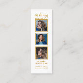 メモリアル3フォト金ゴールド葬儀祈りの言葉ブックマーク スキニー名刺 (正面)