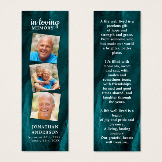 メモリアル3写真歌葬儀祈りの言葉しおり (正面&裏面)