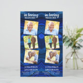 メモリアル3写真葬式祈りの言葉しおり青 (スタンド正面)