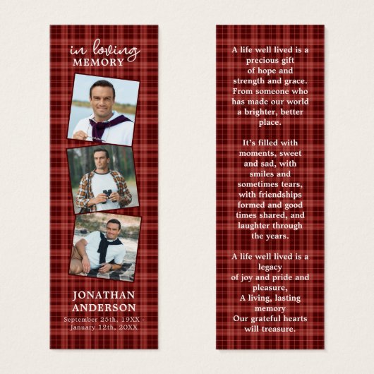 メモリアル3写真葬式祈りの言葉しおり (正面&裏面)