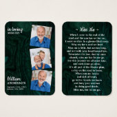 メモリアル3写真葬式祈りの言葉カードエメラルドグリーン (正面&裏面)