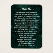 メモリアル3写真葬式祈りの言葉カードエメラルドグリーン (裏面)