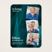 メモリアル3写真葬式祈りの言葉カードグリーンマーブル (正面)