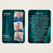 メモリアル3写真葬式祈りの言葉カードグリーンマーブル (正面&裏面)