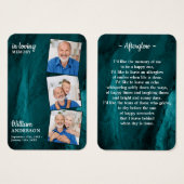 メモリアル3写真葬式祈りの言葉カードグリーンマーブル (正面&裏面)