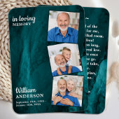 メモリアル3写真葬式祈りの言葉カードグリーンマーブル