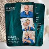 メモリアル3写真葬式祈りの言葉カードグリーンマーブル