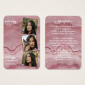 メモリアル3写真葬式祈りの言葉カードバラピンク (正面&裏面)