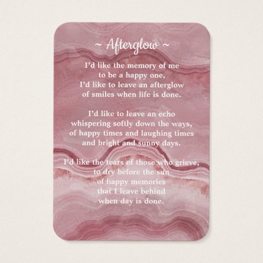 メモリアル3写真葬式祈りの言葉カードバラピンク (裏面)