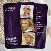 メモリアル3写真葬式祈りの言葉カードパープルマーブル