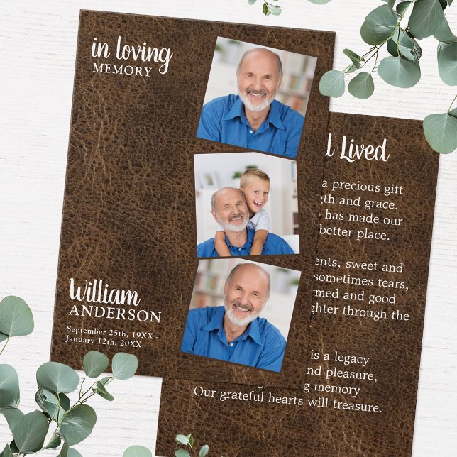 メモリアル3写真葬式祈りの言葉カードレザー (クリエイターアップロード済み)