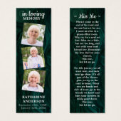 メモリアル3写真葬式祈りの言葉ブックマークグリーン (正面&裏面)