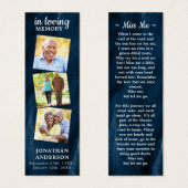 メモリアル3写真葬式祈りの言葉ブックマークブルー (正面&裏面)