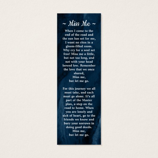 メモリアル3写真葬式祈りの言葉ブックマークブルー (裏面)