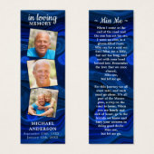 メモリアル3写真詩葬儀祈りの言葉しおり青 (正面&裏面)