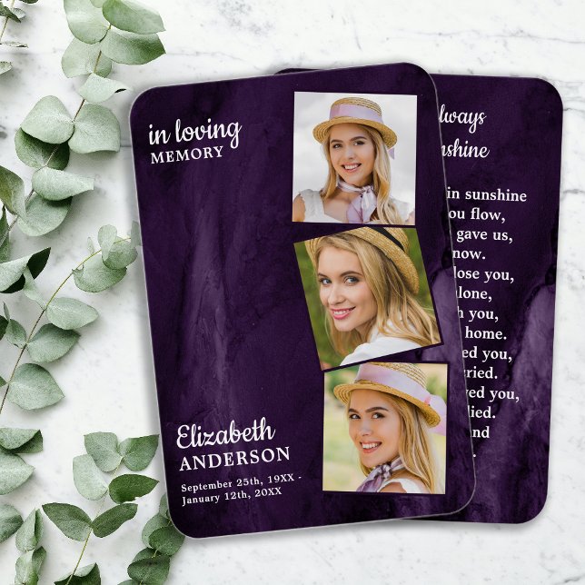 メモリアル3写真追悼祈りの言葉カード (クリエイターアップロード済み)