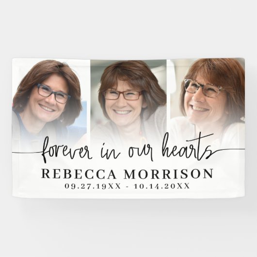 メモリアル3枚の写真が永遠に我々のハートに 横断幕 (横)