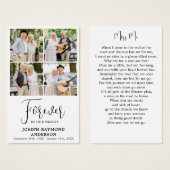 メモリアル4フォトコラージュ葬儀祈りの言葉カード (正面&裏面)