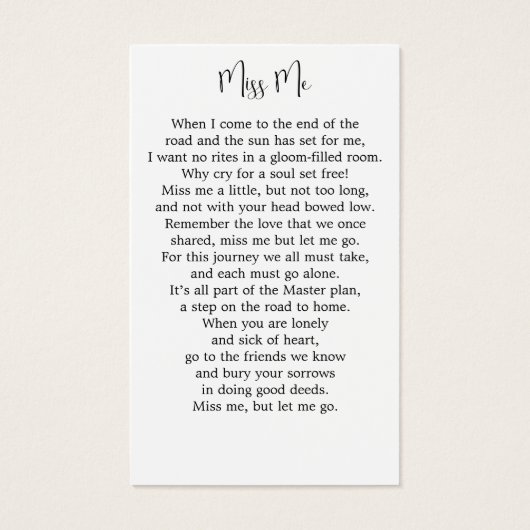 メモリアル4フォトコラージュ葬儀祈りの言葉カード (裏面)