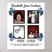 メモリアル4枚フォトブルー忘れ私は花ではない ポスター (正面)