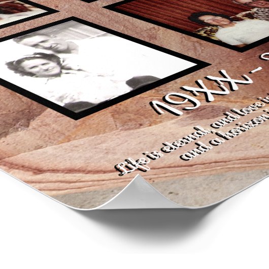 メモリアル4枚フォト石化木材引用文ポスター ポスター (角)