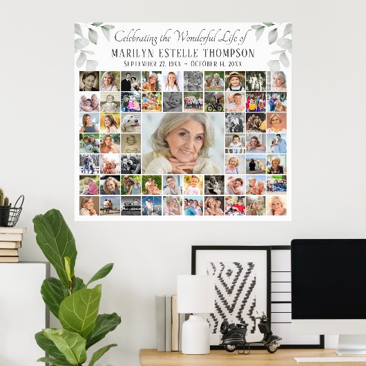 メモリアル59フォトコラージュお祝いオブ・ライフ ポスター (ホームオフィス)