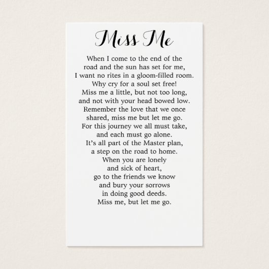 メモリアル6フォトコラージュ葬儀祈りの言葉カード (裏面)