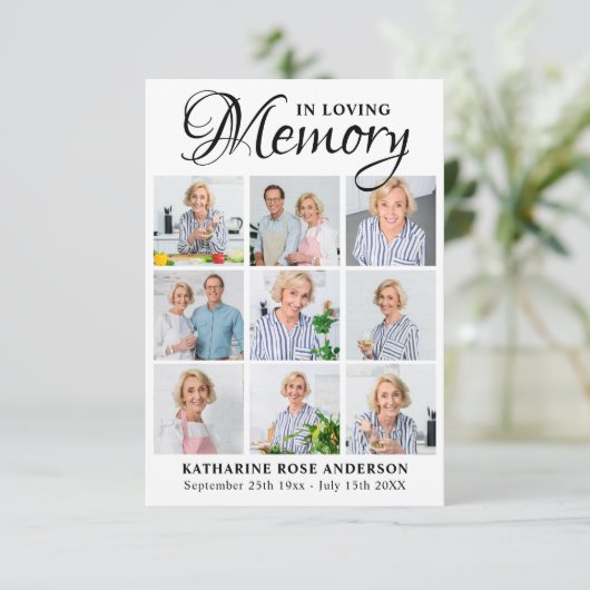 メモリアル9フォトコラージュ葬儀祈りの言葉カード (スタンド正面)