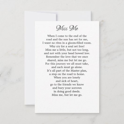 メモリアル9フォトコラージュ葬儀祈りの言葉カード (裏面)